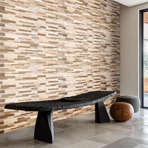 Casa Blend 3D Ledger Panel 6 in. x 24 in. Multi-Finish Travertine Wall Tile (6 sq. ft. / Case)