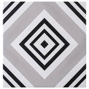 Bliss Lucia Black/Gray/White 8 in. x 8 in. Porcelain Matte European Floor and Wall Tile (10.76 sq. ft./Case)