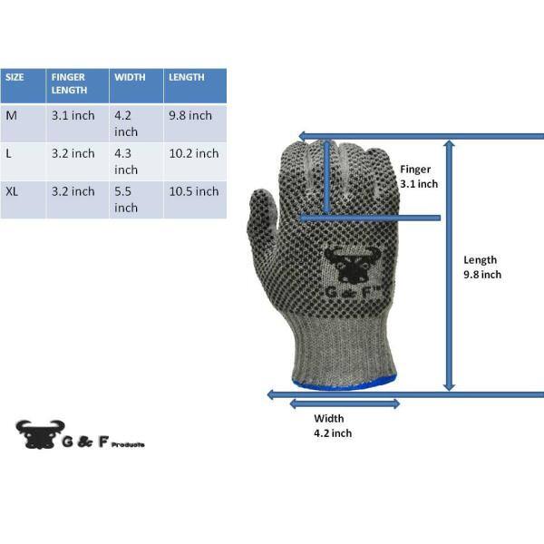 Work Gloves Depot Large G & F 14431L-120 Natural Cotton Work Gloves with double-side PVC Dots Pack of 120 Pairs 