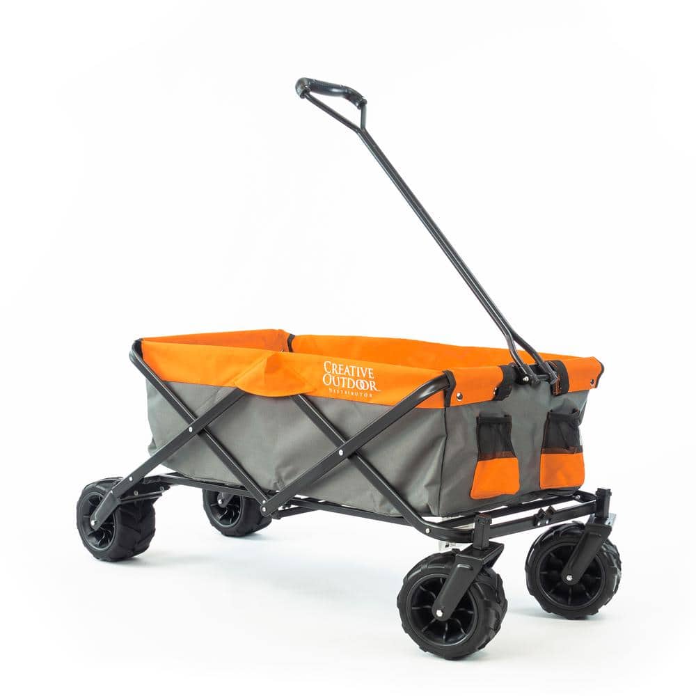7 cu.ft. Metal Folding Garden Cart in 2-Tone Orange/Gray