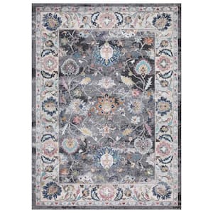 Vintage Collection Istanbul Gray 8 ft. x 11 ft. Border Area Rug