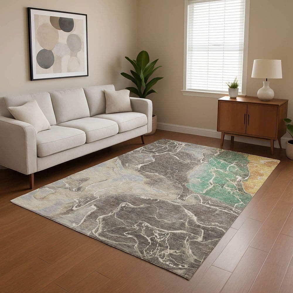Mayfield Premium Machine Washable Abstract AMF1782 Taupe 9 ft. x 12 ft. Area Rug price history on PriceWatchPro