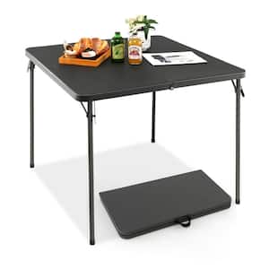 Gray Folding Camping Table Portable Picnic Table with All-Weather HDPE Tabletop Metal Frame and Carry Straps