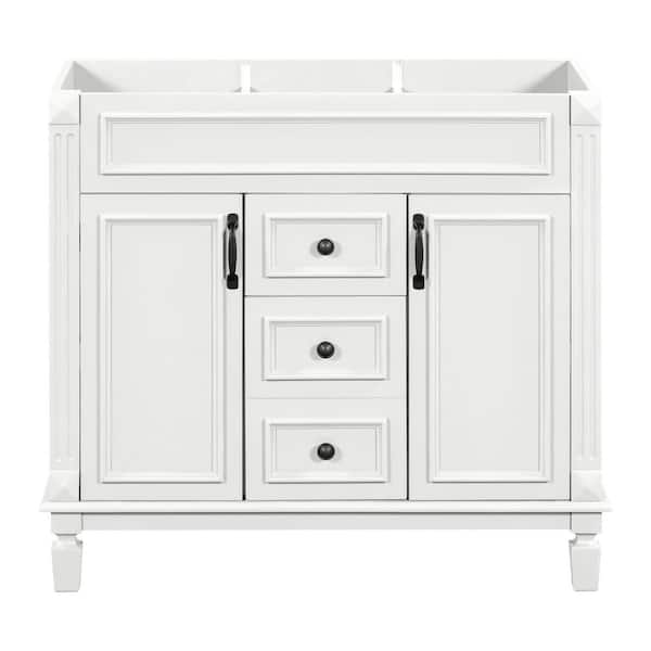 35.1 in. Modern Bath Vanity Cabinet without Top in White with Soft Closing Doors and Drawers