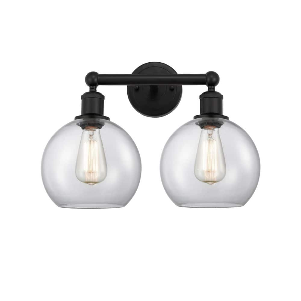 Athens 17 in. 2-Light Matte Black Vanity Light with Glass Shade price history on PriceWatchPro