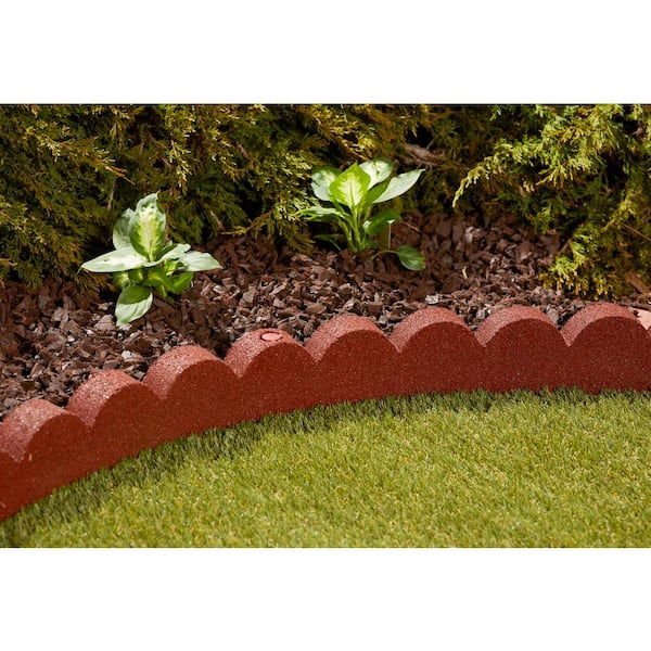 48 in. x 2 in. x 4 in. Red SmartLoc Scallop Rubber Landscape Edging (36-Pack)