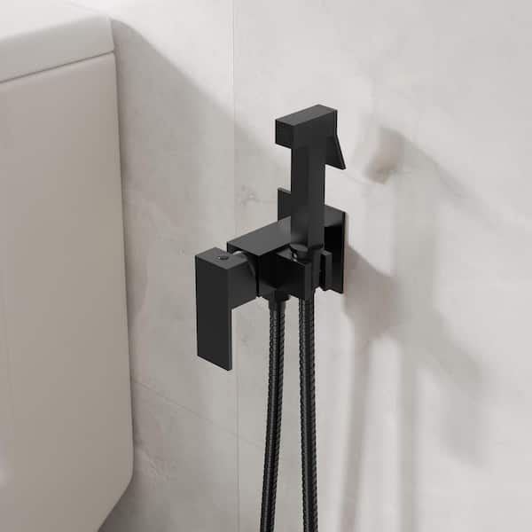 Modern 1 Handle Wall Mount Brass Bidet Faucet-Adjustable Hot & Cold Water in Matte Black