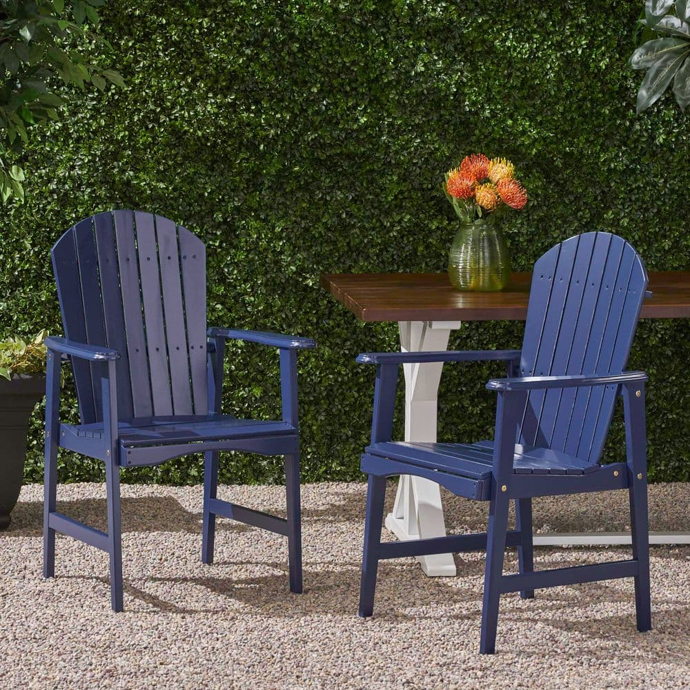 2-PC Navy Blue Weather-Resistant Acacia Wood Adirondack Outdoor