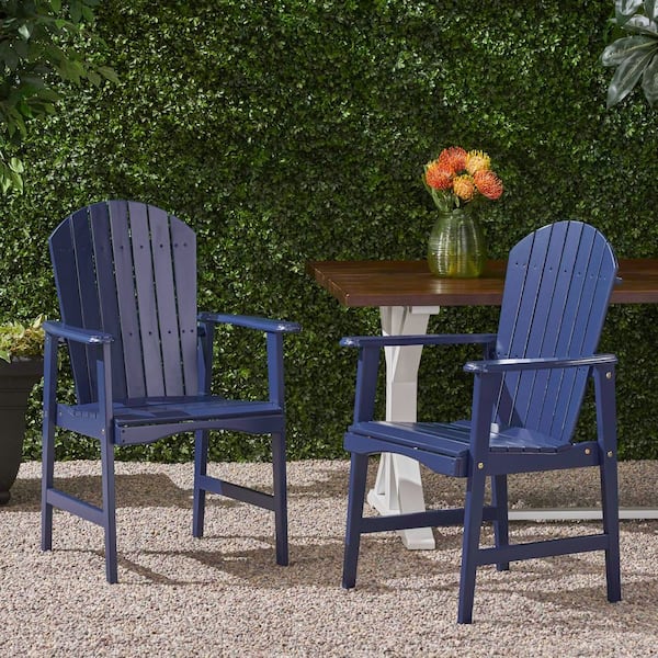 ネイビー ウィッカー ダイニングチェア 2-PC Navy Blue Weather-Resistant Acacia Wood Adirondack Outdoor