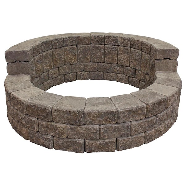 Mutual Materials 58 in. x 20 in. Concrete StackStone High Back Fire Pit Kit in Summit Blend
