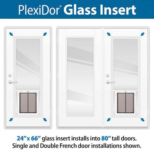 Plexidor Dog Door 24 In X66 In Clear Glass Insert For 32 In X 80 In 34 In X 80 In And 36 In X 80 In French Doors Gzfd 2466 Lg Wh The Home Depot