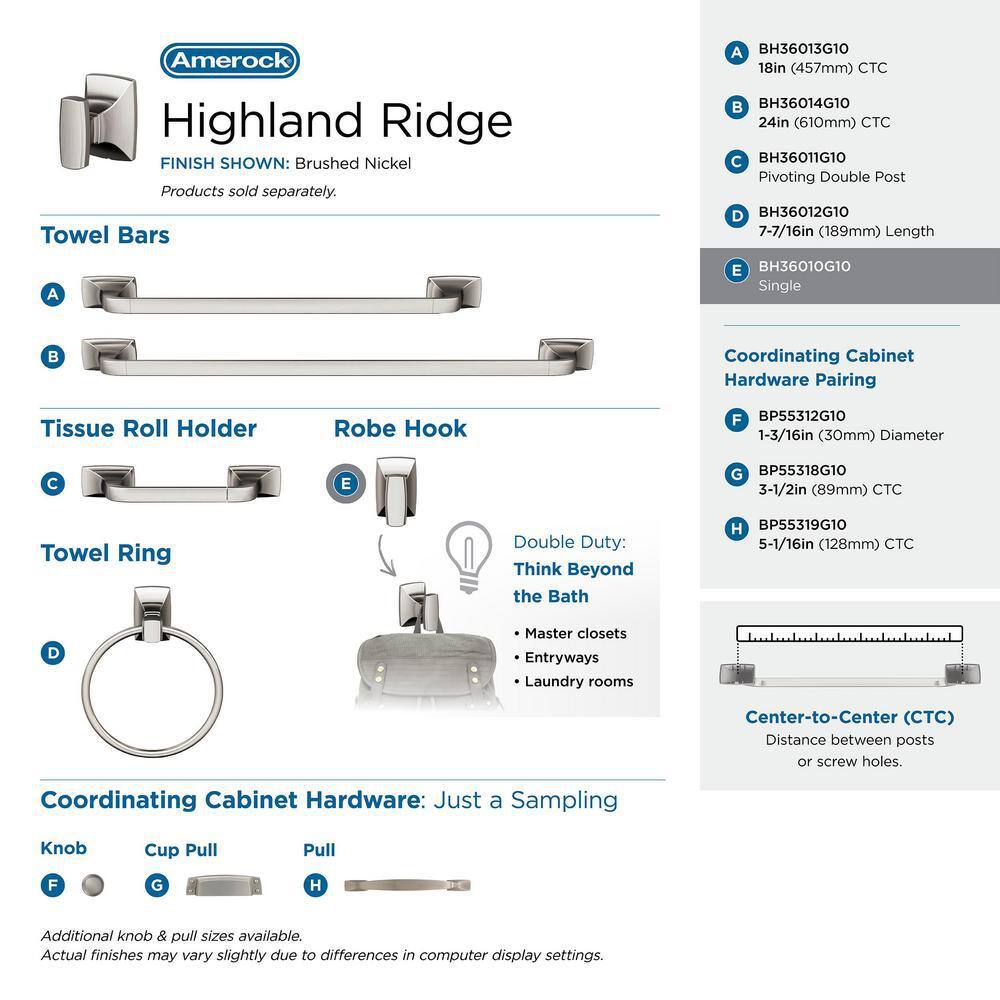 Brushed Nickel Single Prong Wall Hook