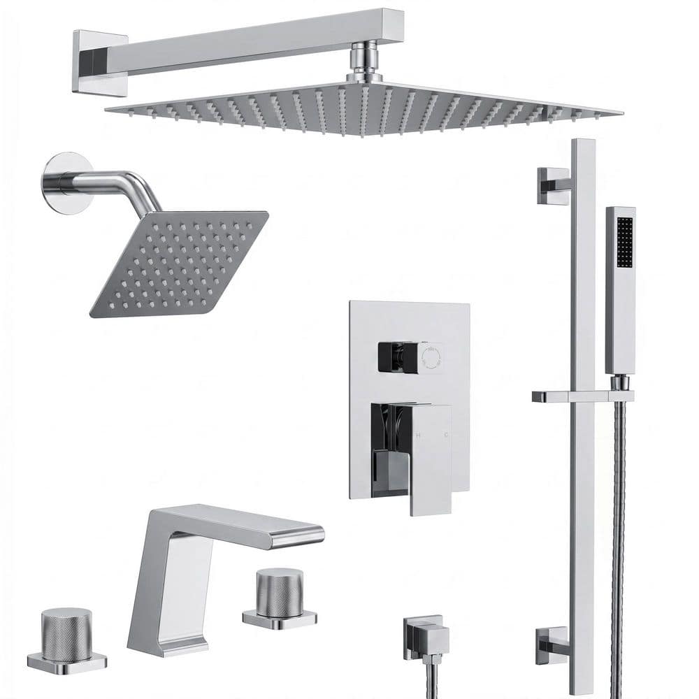 GRANDJOY ClassicRain 10 in. Dual Shower Head System with Valve & 8