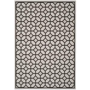 Beach House Light Gray/Charcoal Doormat 2 ft. x 4 ft. Latticework Geometric Indoor/Outdoor Area Rug