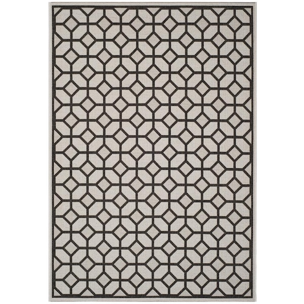 Beach House Light Gray/Charcoal Doormat 2 ft. x 4 ft. Latticework Geometric Indoor/Outdoor Area Rug