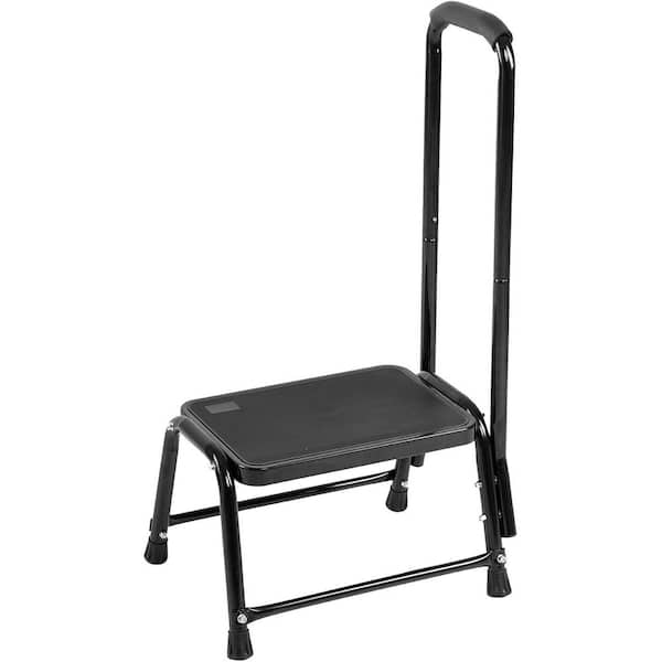 Step Stool with Handle for Adults and Seniors, Heavy Duty Holds 350 lbs. Non-Slip Stepping Stool for Kitchen, Black
