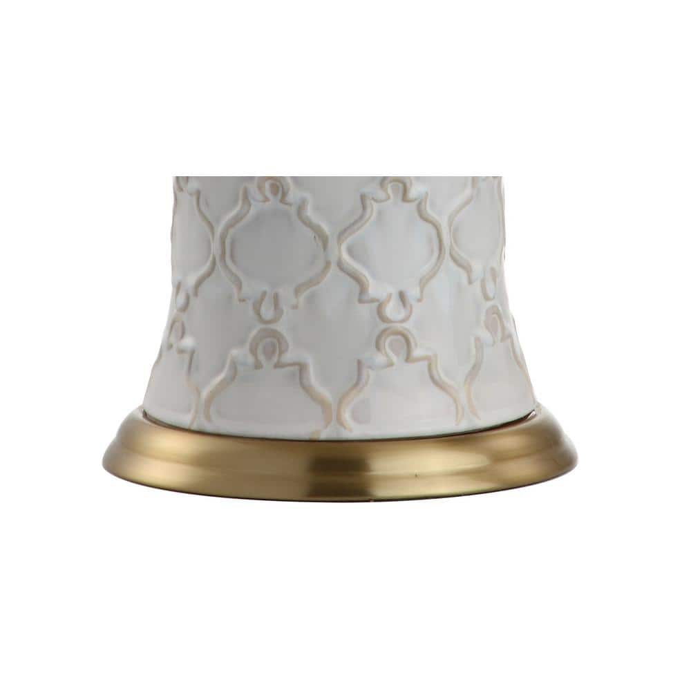 Arthur 29" White Ceramic Table Lamp with Brass Accents