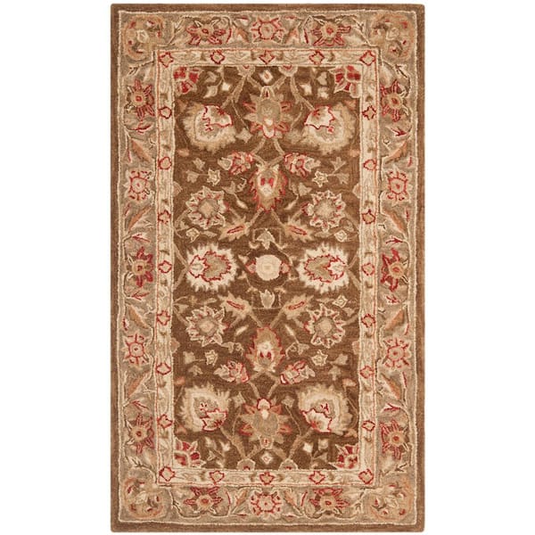 SAFAVIEH Anatolia Brown/Green Doormat 3 ft. x 5 ft. Border Area Rug