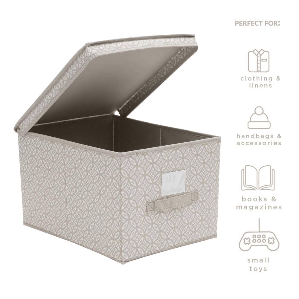 Large Gray Nonwoven Fabric Storage Box with Handle