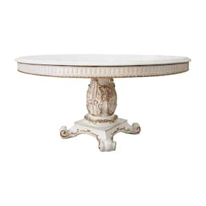 Vendome 60 in. Round Antique Pearl Wood Top with Pedestal