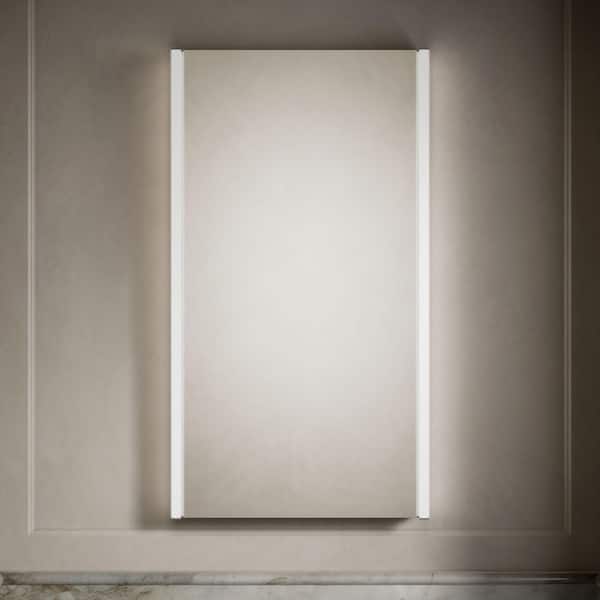 Maxstow 22 in. W x 40 in. H Silver Surface Mount Medicine Cabinet with Lighted Mirror