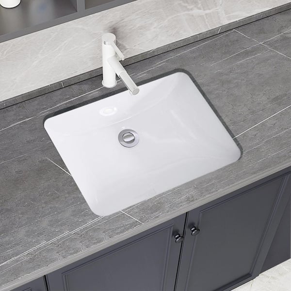 Maincraft 20.25 in. Undermount Rectangular Bathroom Sink Basin in White ...