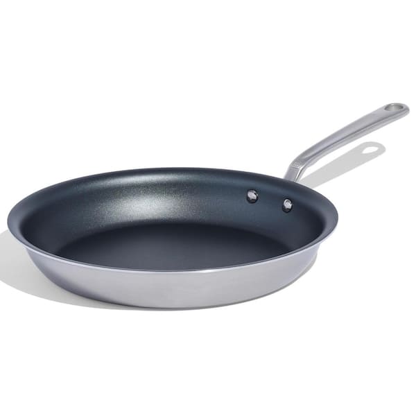 Adrinfly 12 in. 5 Ply Stainless Steel-Clad Base Professional Grade Nonstick Coating Induction Compatible Frying Pan Graphite