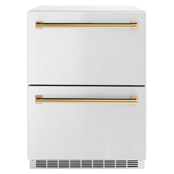 ZLINE Kitchen and Bath Touchstone 24 in. 4.6 cu. ft. Drawer Refrigerator with Stainless Steel Doors and Polished Gold Handles