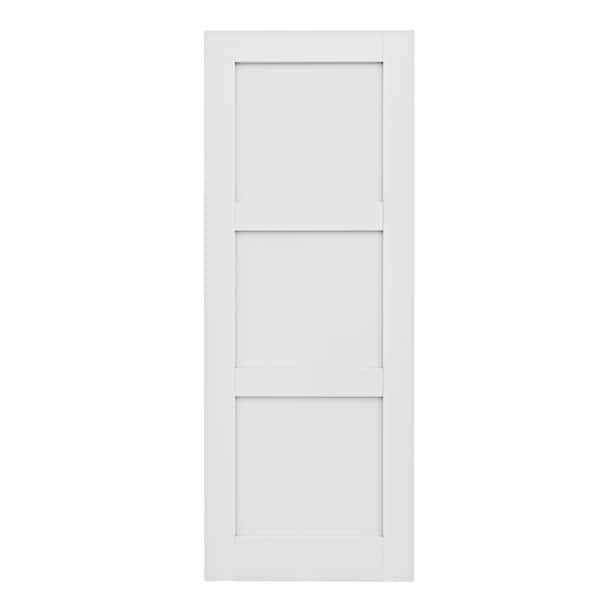 32 in. x 80 in. 3-Lite Paneled Blank Solid Core Composite Manufacture Wood White Primed Interior Door Slab