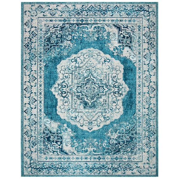 SAFAVIEH Crystal Beige/Dark Teal 8 ft. x 10 ft. Border Area Rug