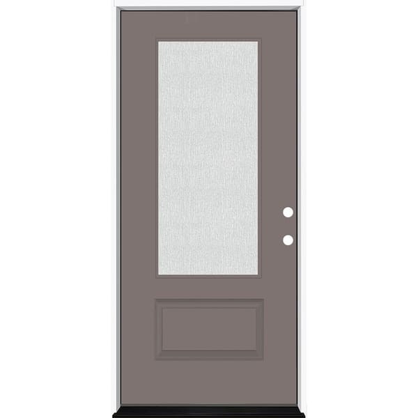Steves & Sons Legacy 36 in. x 80 in. 3/4 Lite Rain Glass LHIS Kindling Finish Fiberglass Prehung Front Door
