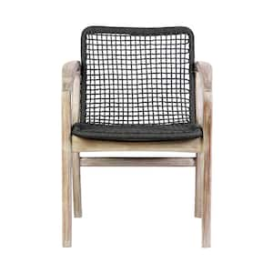 Beckham Light Brown Eucalyptus Wood Outdoor Dining Chair with Charcoal Rope