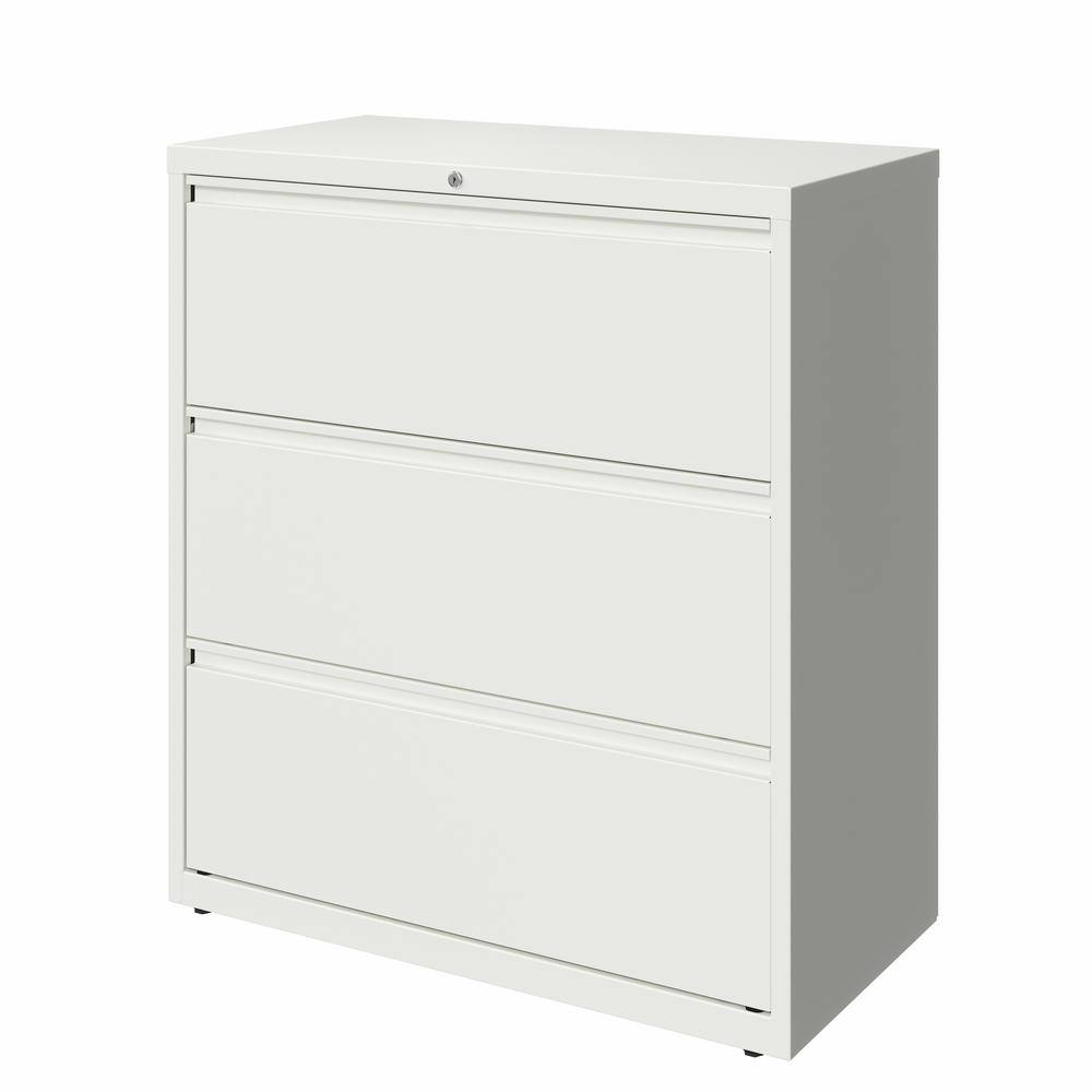 White Steel 36" 3-Drawer Lockable Lateral Filing Cabinet