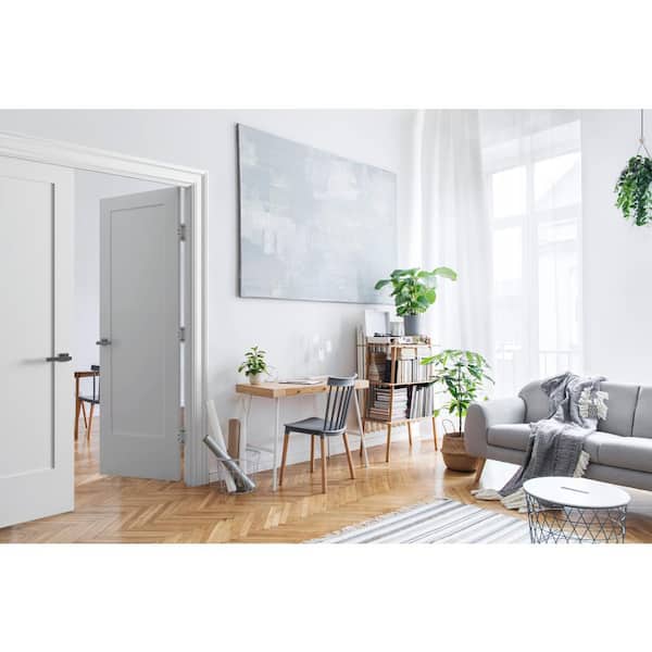 60 in. x 80 in. Bi-Parting Solid Core White Primed Composite Double Prehung French Door with Catch Ball Bronze Hinges