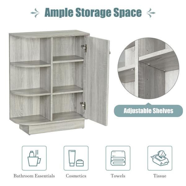 White Shelf Cabinet with Adjustable Plates Ample Storage Space