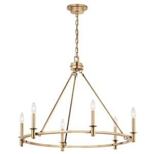 Carrick 32.25 in. 6-Light Champagne Bronze Traditional Candle Circle Chandelier for Dining Room