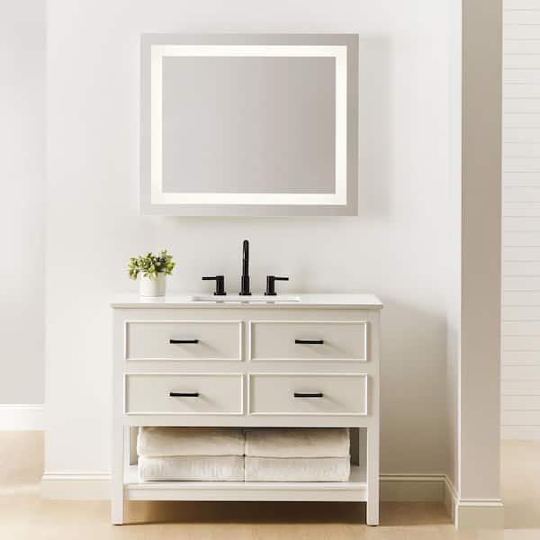 Mera 36 in. x 30 in. Bright White Integrated LED Illuminated Dimmable Vanity Light Mirror