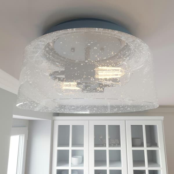 Hunter Hartland 11.5 in. 2 Light Indigo Blue Flush Mount Kitchen Light