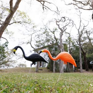 Spooky Flamingo Plastic Halloween Yard Decor Orange and Black (2-Pack)