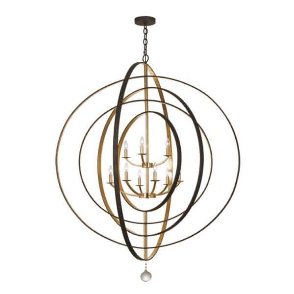 Luna English Bronze & Antique Gold 9-Light Sphere Chandelier