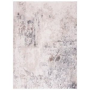 Aston Ivory/Gray Doormat 3 ft. x 5 ft. Geometric Distressed Area Rug
