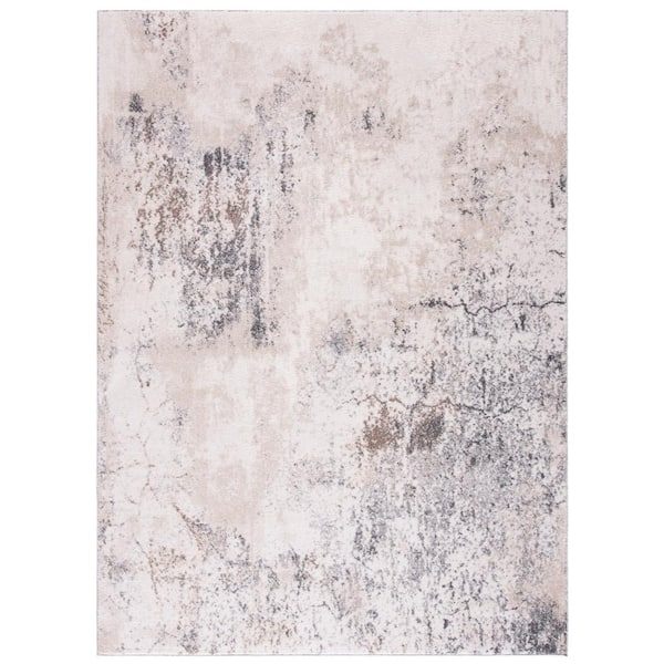 SAFAVIEH Aston Ivory/Gray Doormat 3 ft. x 5 ft. Geometric Distressed Area Rug