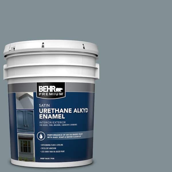 BEHR PREMIUM 5 gal. #740F-4 Dark Storm Cloud Urethane Alkyd Satin Enamel Interior/Exterior Paint