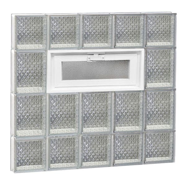 Clearly Secure 28.75 in. x 27 in. x 3.125 in. Frameless Diamond Pattern Vented Glass Block Window