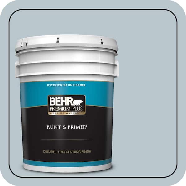 BEHR PREMIUM PLUS 5 gal. #N480-2 Flowing Breeze Satin Enamel Exterior Paint & Primer