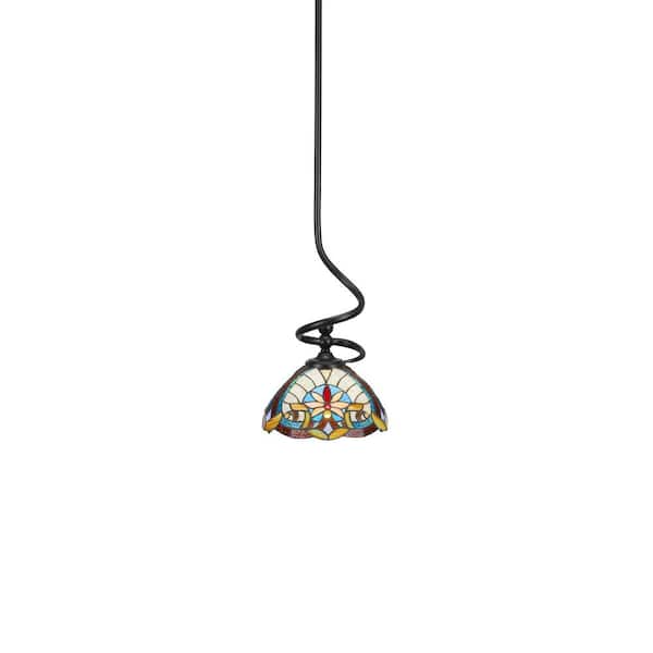 Unbranded Bridgewater 100 W 1-Light Matte Black Standard Mini Pendant Light with Glass Shade