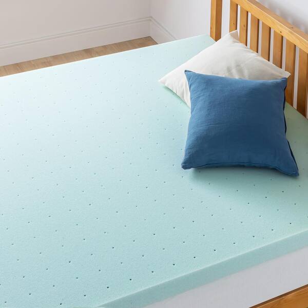 Simple Deluxe 3 Inch Cooling Gel Memory Foam Mattress Topper – Full/Queen/King Size (Blue)