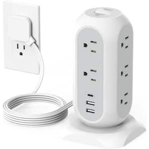 Tower Power Strip Flat Plug 6 ft. with 11 Outlets 3 USB Surge Protector Tower Protection with Multiple Outlets