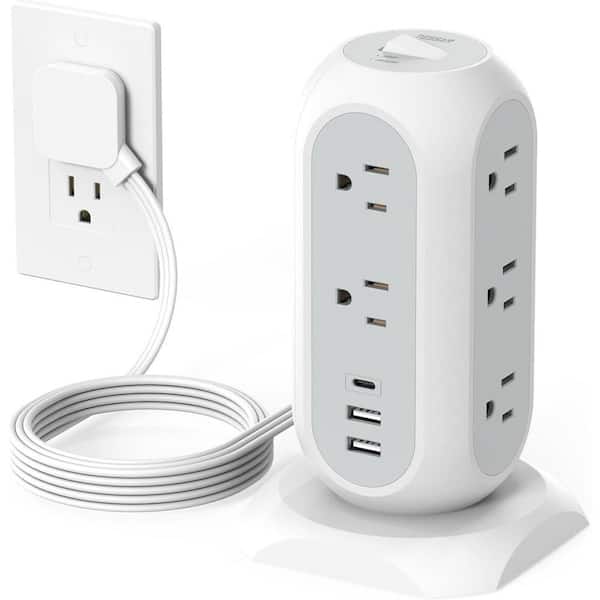 Yichuhaoxi Tower Power Strip Flat Plug 6 ft. with 11 Outlets 3 USB Surge Protector Tower Protection with Multiple Outlets