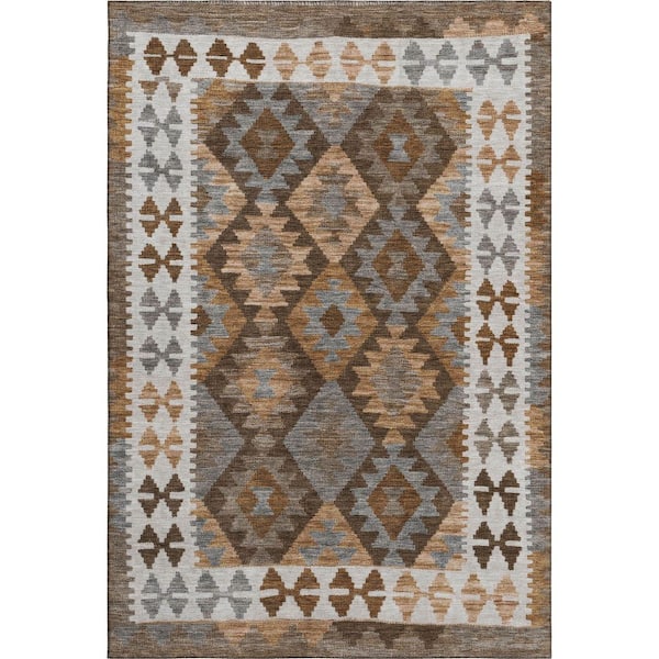 Mayfield Premium Machine Washable Abstract AMF1915 Copper 3 ft. x 4 ft. Area Rug